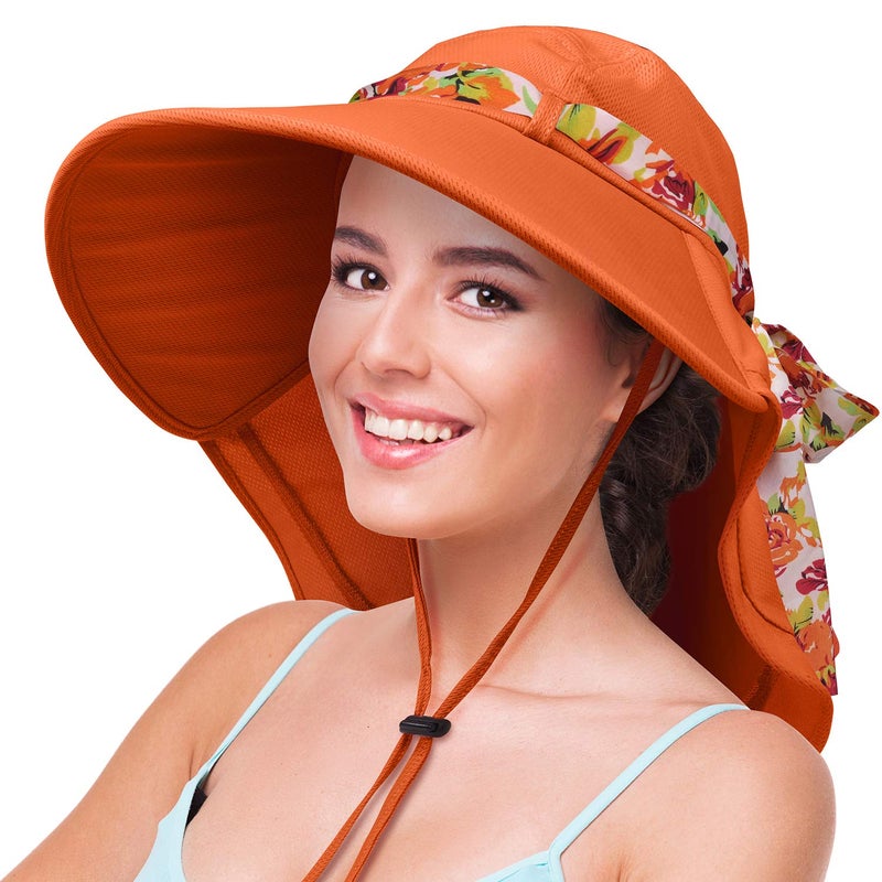 Solaris UPF 50+ Women's Wide Brim Sun Hat â€“ Lightweight Foldable with Detachable Scarf & Neck Cover, UV Protection for Hiking, Beach, Gardening - Image 1